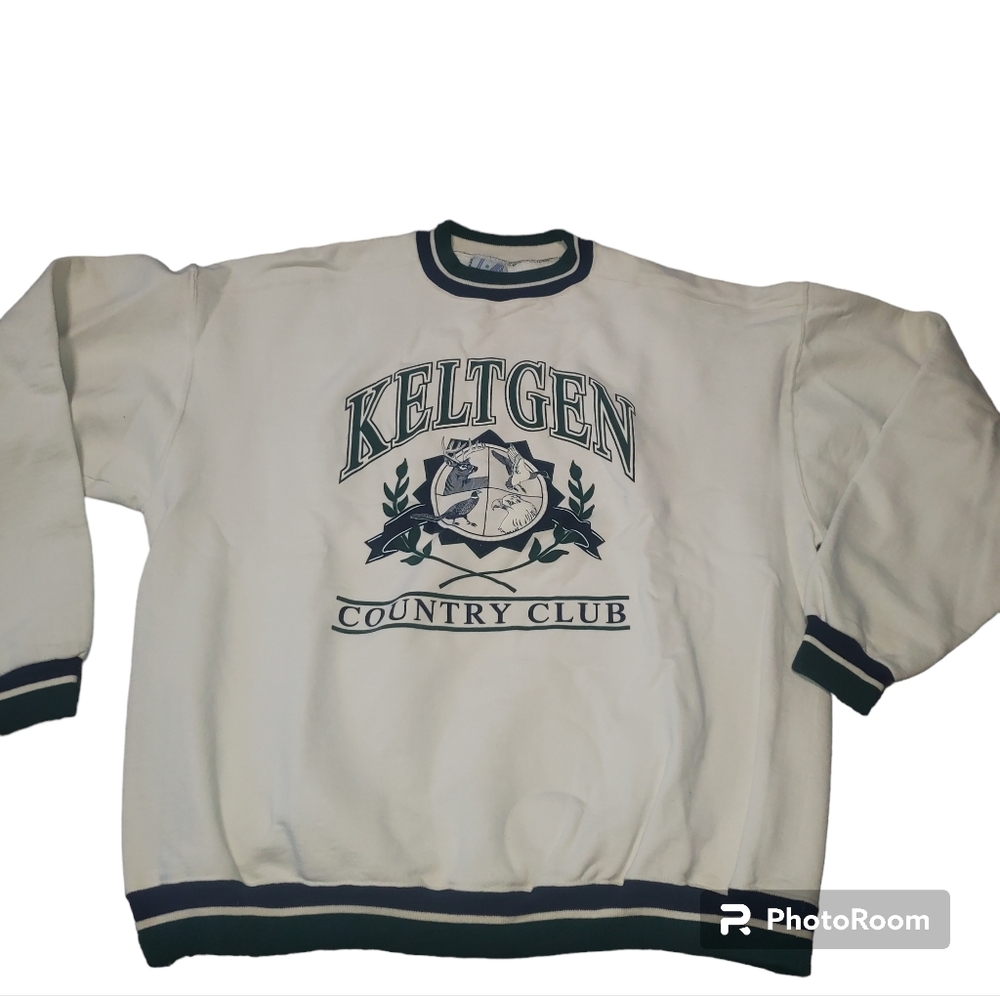 Vintage Keltgen Country Club Sweatshirt Pullover XXL 2xl LA Loving Ivory Green